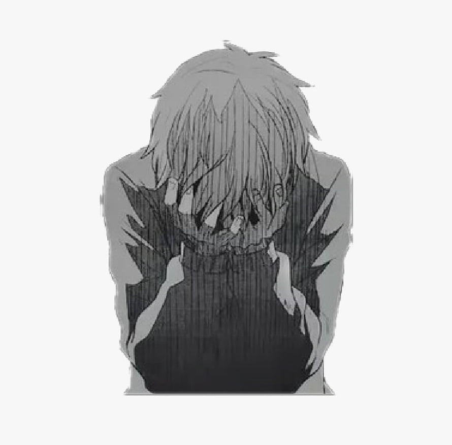Monochrome Anime Boy Crying With Hands On Face HD wallpaper