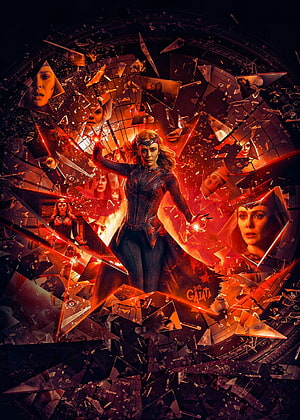 Scarlet Witch Wanda Maximoff Shattering Mirror Multiverse Poster Art HD phone wallpaper