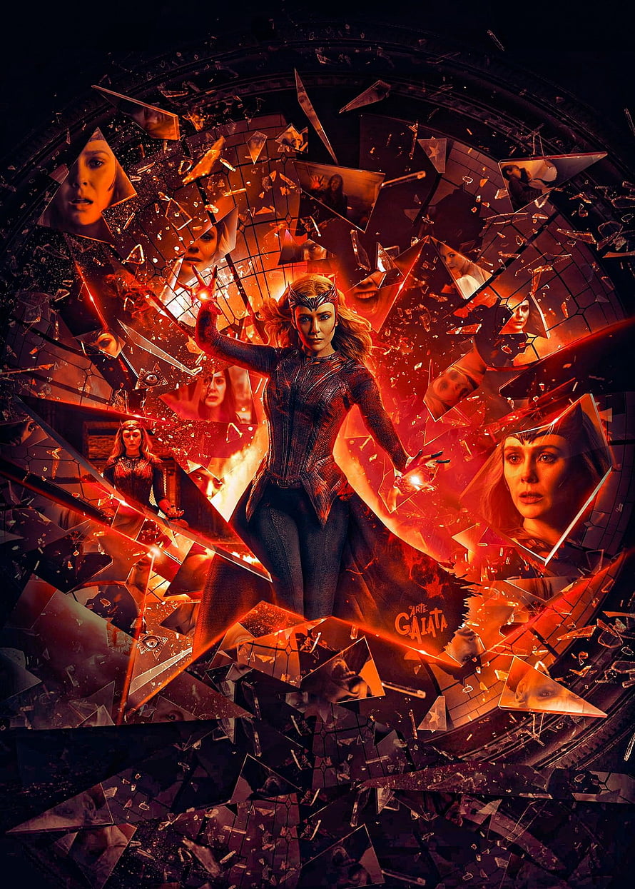 Scarlet Witch Wanda Maximoff Shattering Mirror Multiverse Poster Art HD phone wallpaper