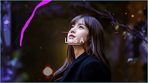 Lisa Blackpink Portrait in Dark Forest with Neon Pink Accents and Bokeh Lights HD wallpaper