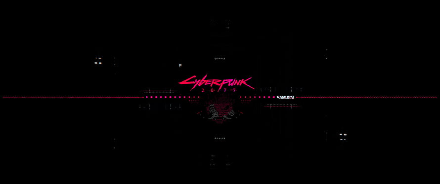 Cyberpunk 2077 Minimalist Red Glitch Interface on Black Background HD wallpaper