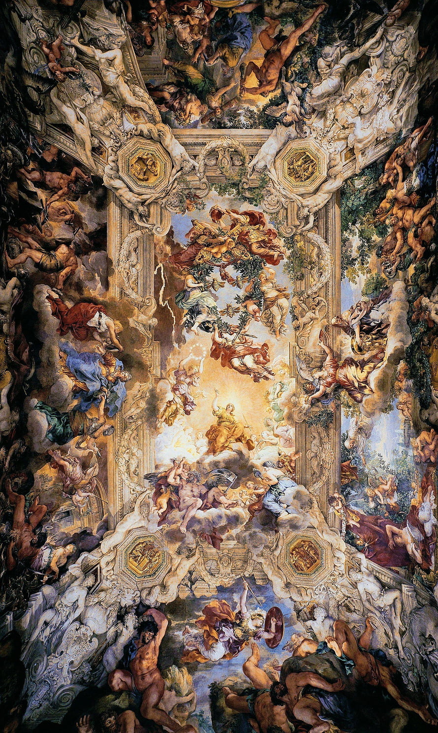 Sistine Chapel Ceiling Fresco by Michelangelo with Baroque Architectural Details HD phone wallpaper