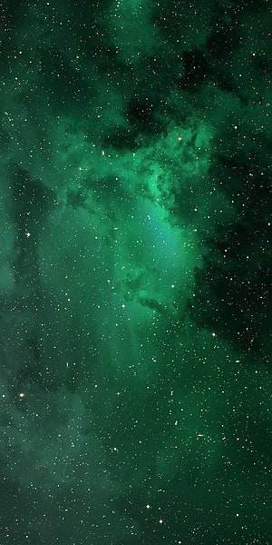 Emerald Green Galaxy Nebula with Star Fields and Cosmic Dust Clouds HD phone wallpaper