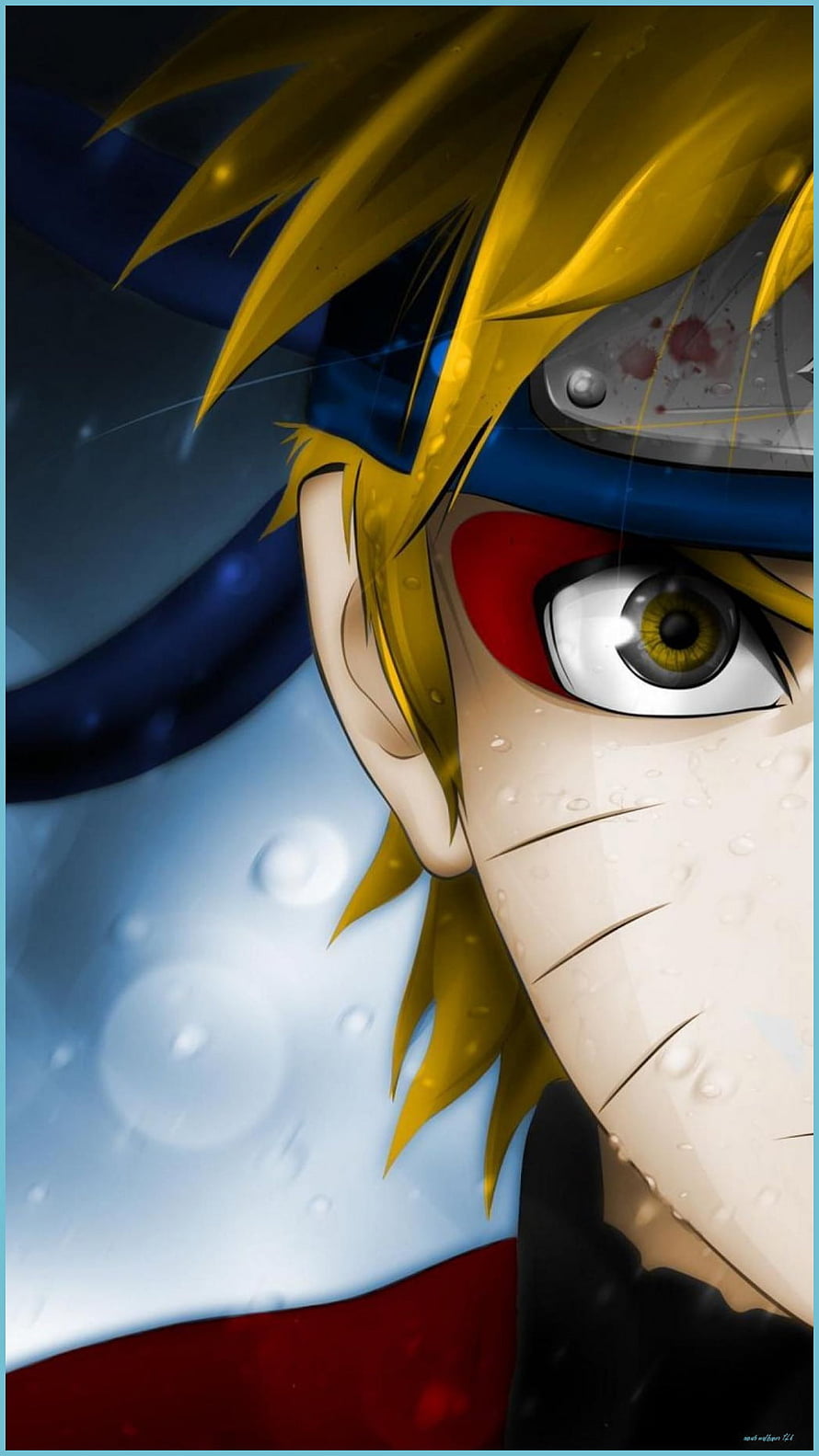 Naruto Uzumaki Close-Up Portrait with Rain and Headband HD phone wallpaper