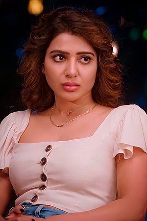 Samantha Prabhu Portrait in White Blouse with Soft Studio Lighting HD phone wallpaper