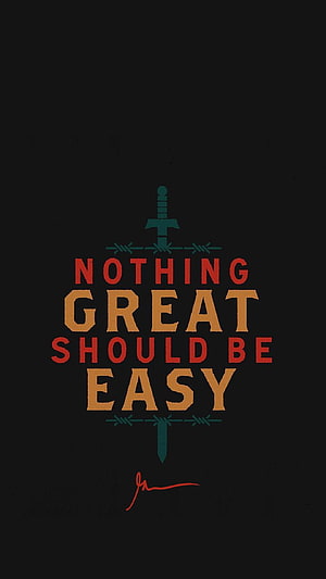 Gary Vaynerchuk Motivational Quote: Nothing Great Should Be Easy with Sword Graphic HD phone wallpaper