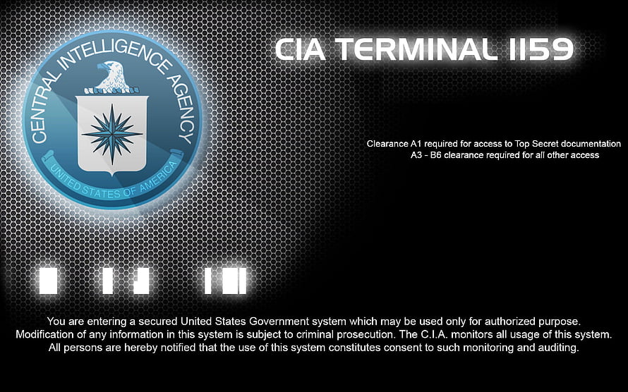 CIA Terminal 1159 Secure Login Screen with Central Intelligence Agency Seal HD wallpaper