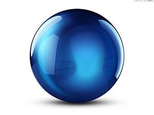 Glossy Blue 3D Sphere with Soft Reflections on White Background HD wallpaper