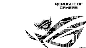 Asus ROG Republic of Gamers Circuit Board Logo on White Background HD wallpaper