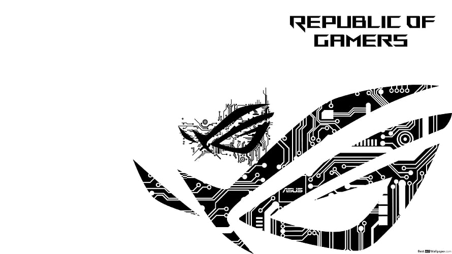 Asus ROG Republic of Gamers Circuit Board Logo on White Background HD wallpaper