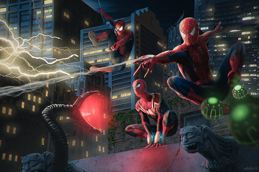 Spider-Man Multiverse Team-Up in No Way Home with Doctor Strange's Magic HD wallpaper