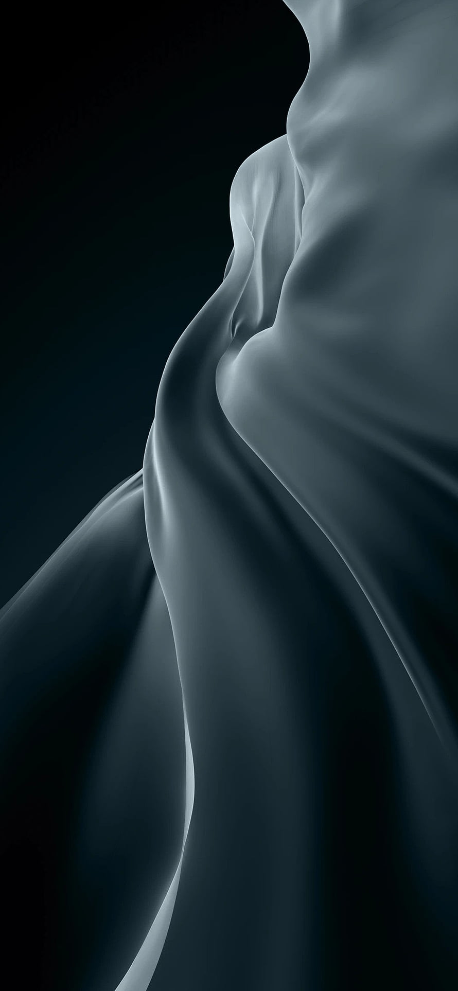 Elegant Flowing Silk Fabric in Dark Blue Tones with Soft Dramatic Lighting HD phone wallpaper