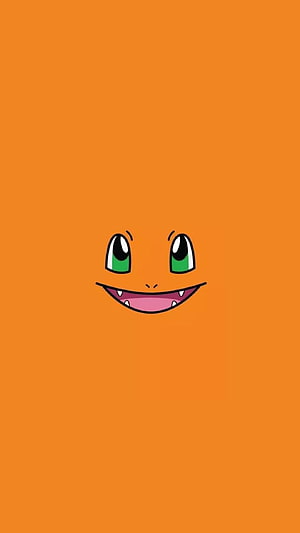 Charmander Smiling Face on Solid Orange Background HD phone wallpaper