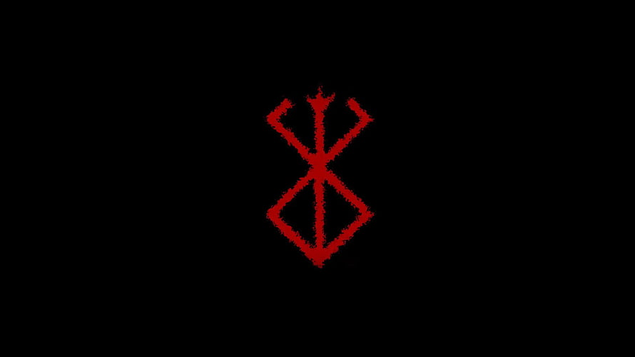 Berserk Brand of Sacrifice Red Symbol on Black Background HD wallpaper