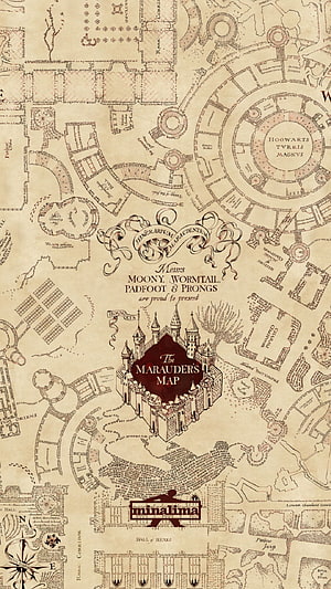 Harry Potter Marauder's Map Hogwarts Castle Vintage Parchment Design HD phone wallpaper