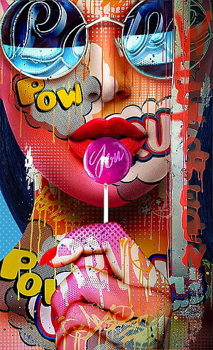 Monika Nowak Pop Art Portrait of Woman with Sunglasses and Lollipop, Pop Heroines: Cool Artworks by Monika Nowak. Inspiration Grid. Pop art , Pop art drawing, Pop art illustration, African Pop Art HD phone wallpaper