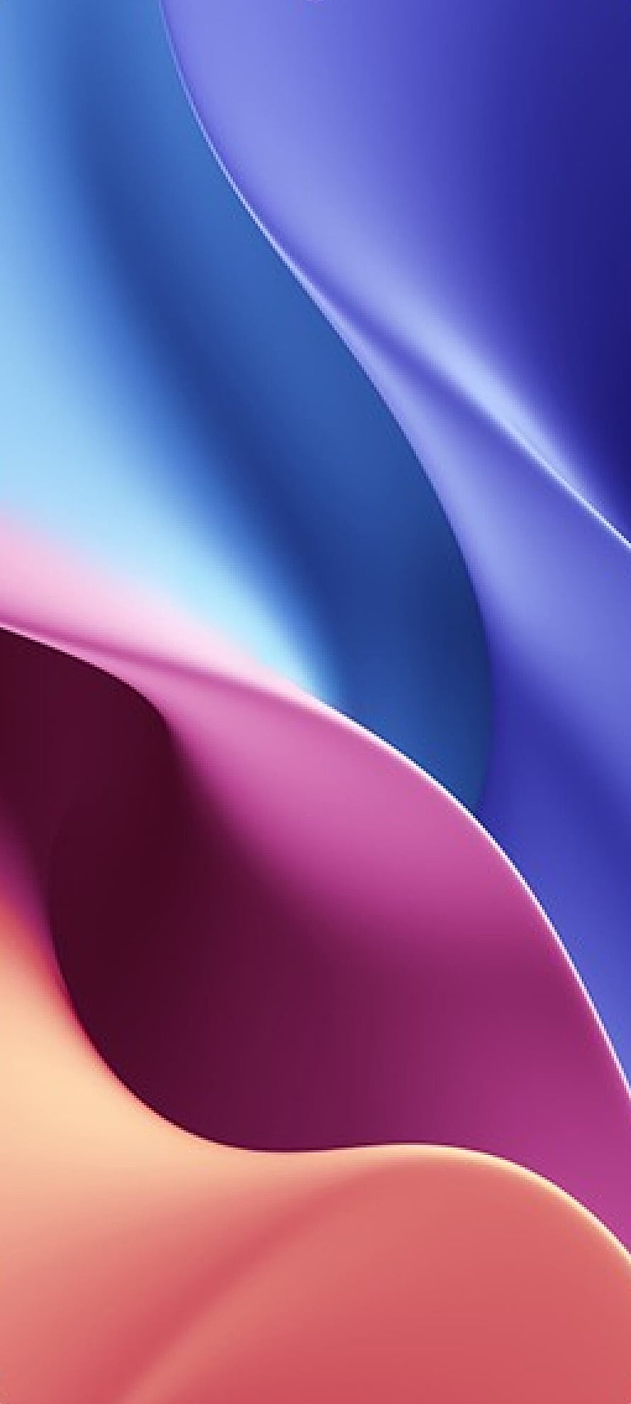Abstract 3D flowing gradient waves in blue, purple, and pink tones HD phone wallpaper