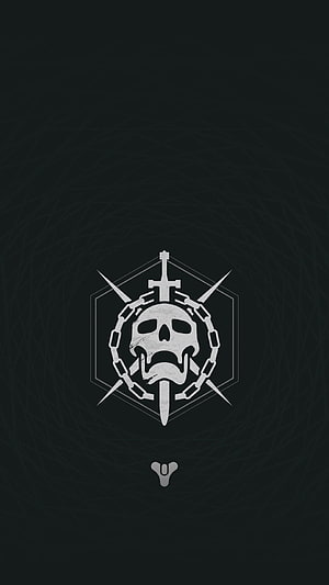 Destiny 2 Raid Emblem with Skull and Crossed Swords on Dark Background HD phone wallpaper