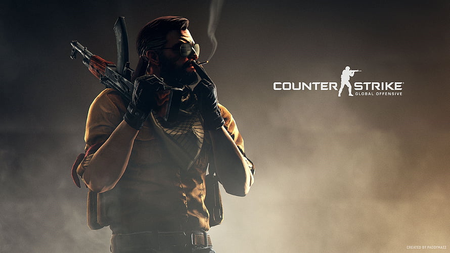 Counter-Strike Global Offensive Tactical Operative with Rifle and Cigarette HD wallpaper