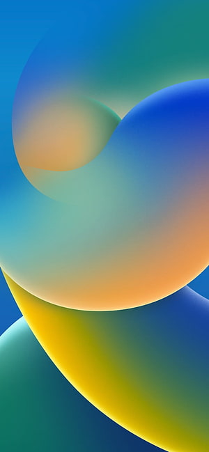 iOS 16 Default Wallpaper with Soft Gradient Waves in Blue, Teal, and Warm Orange Tones HD phone wallpaper
