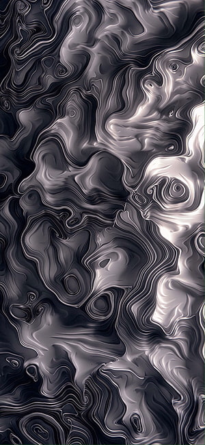 Monochrome Liquid Marble Abstract Art with Flowing Black and White Swirls HD phone wallpaper