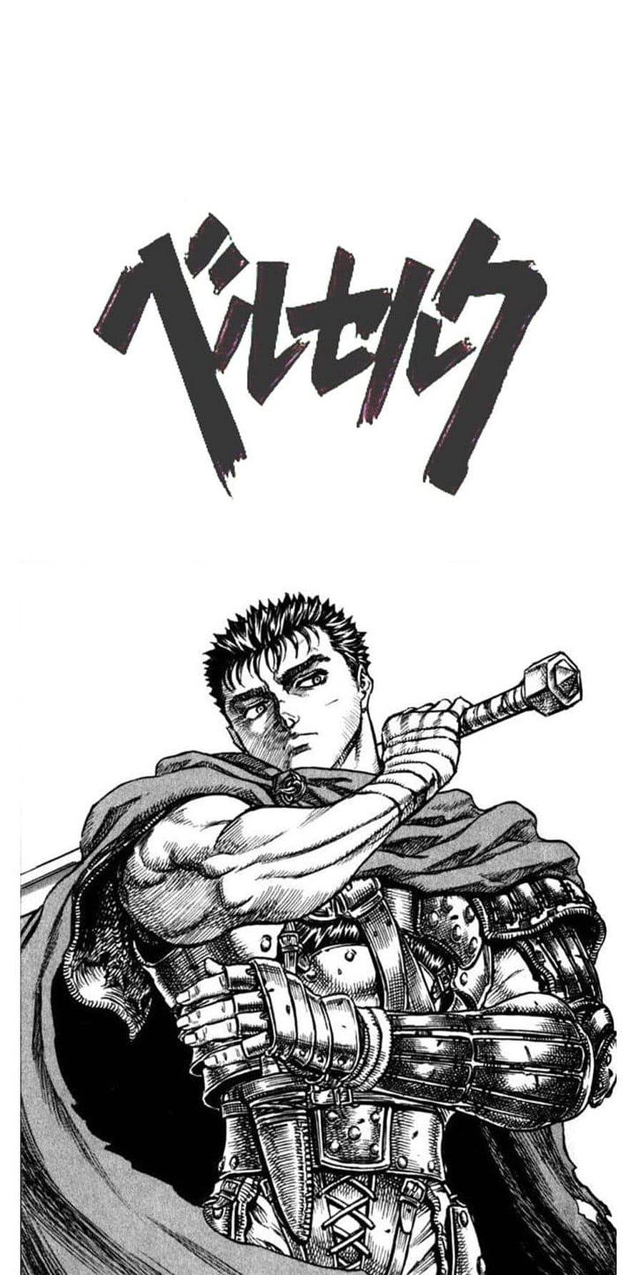 Guts in Full Armor from Berserk Manga Black and White Illustration HD phone wallpaper