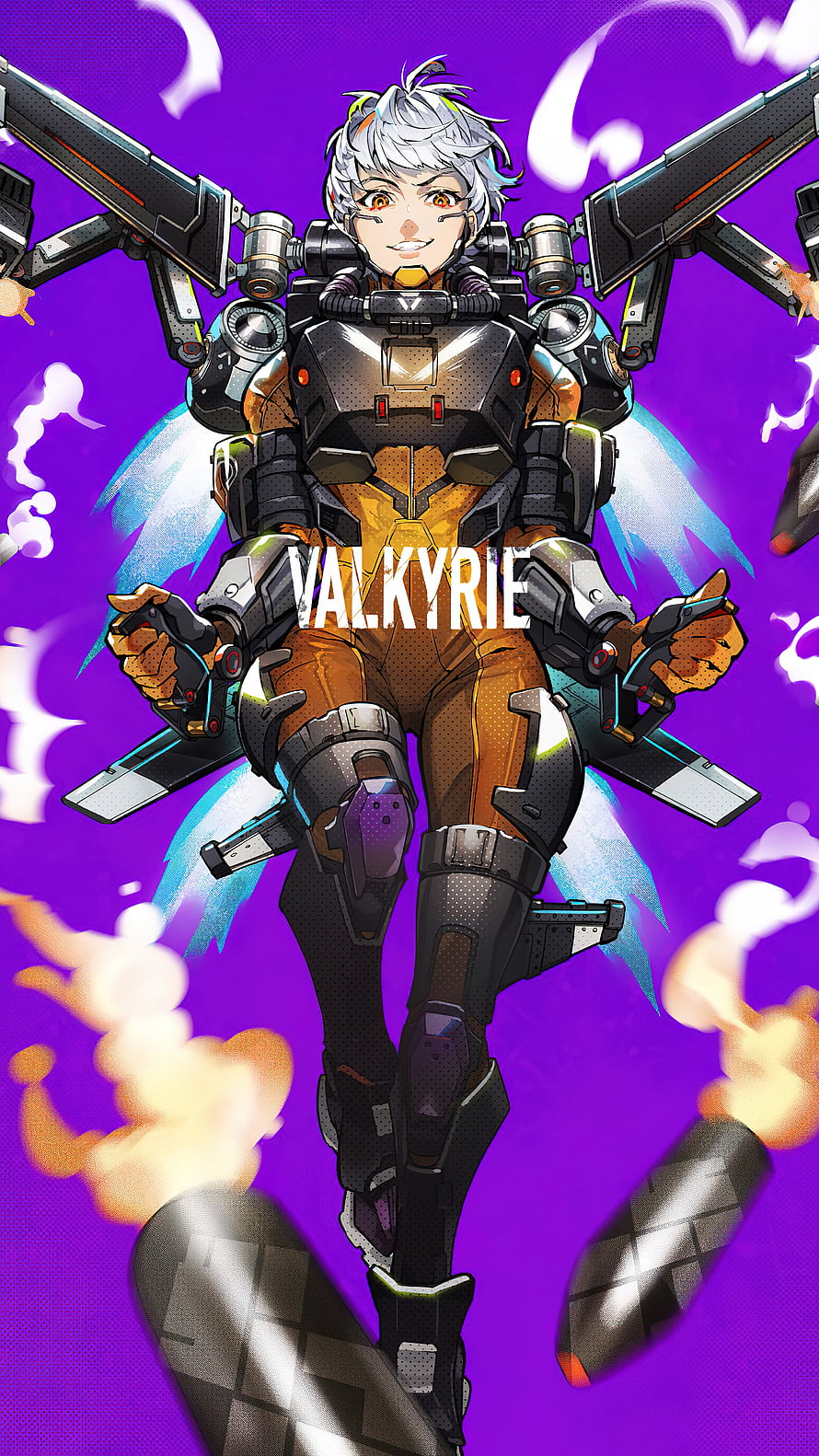 Valkyrie Apex Legends Character Art in Tactical Armor with Winged Weapons HD phone wallpaper