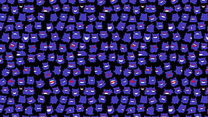 Gengar Pattern Wallpaper with Repeating Purple Ghost Faces on Black Background HD wallpaper