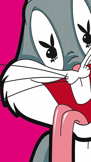 Bugs Bunny Pop Art Illustration with Halftone Texture and Vibrant Pink Background HD phone wallpaper