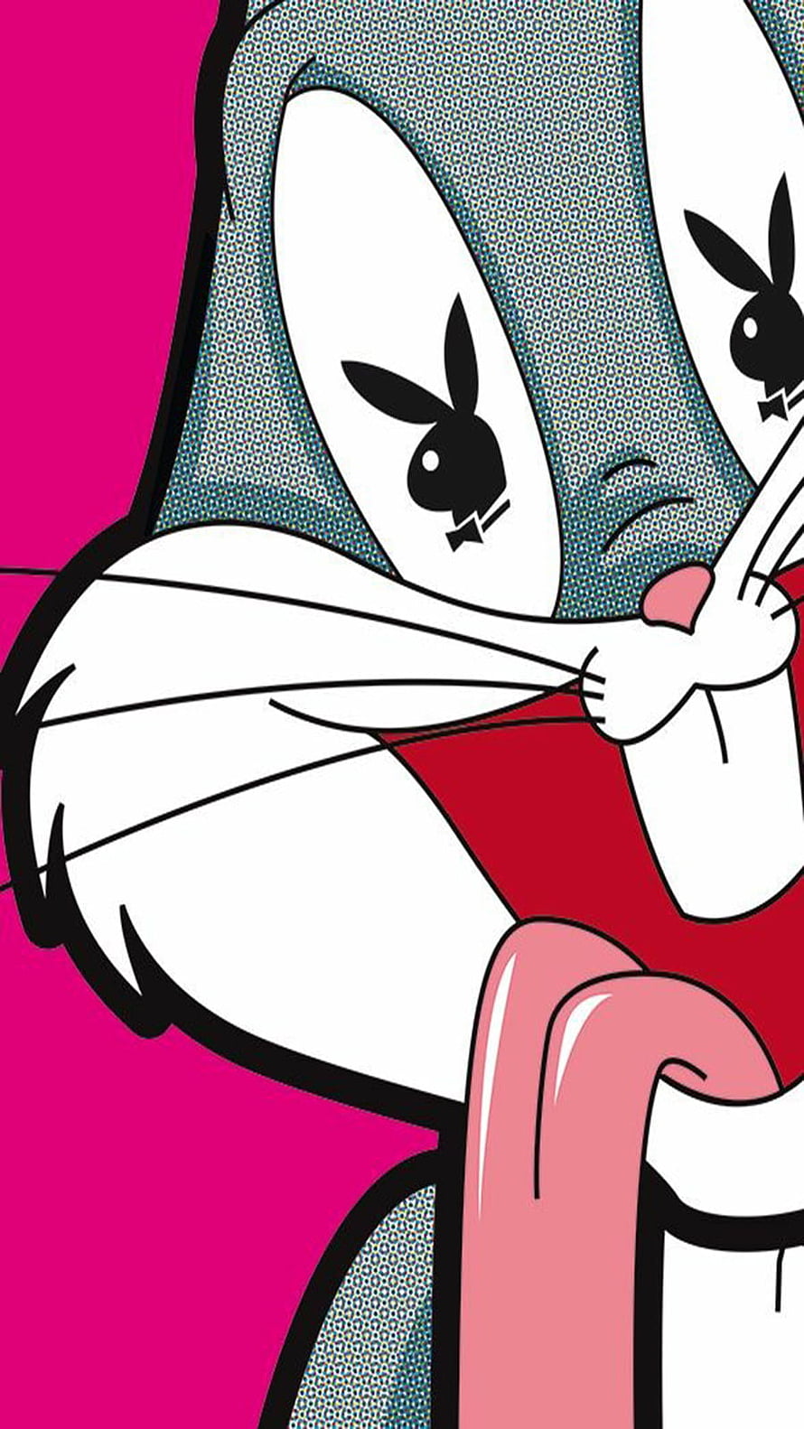 Bugs Bunny Pop Art Illustration with Halftone Texture and Vibrant Pink Background HD phone wallpaper