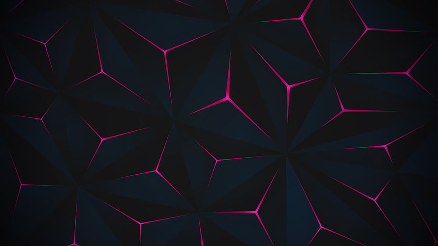 Dark Geometric Polygon Pattern with Neon Pink Edges on Black Background HD wallpaper