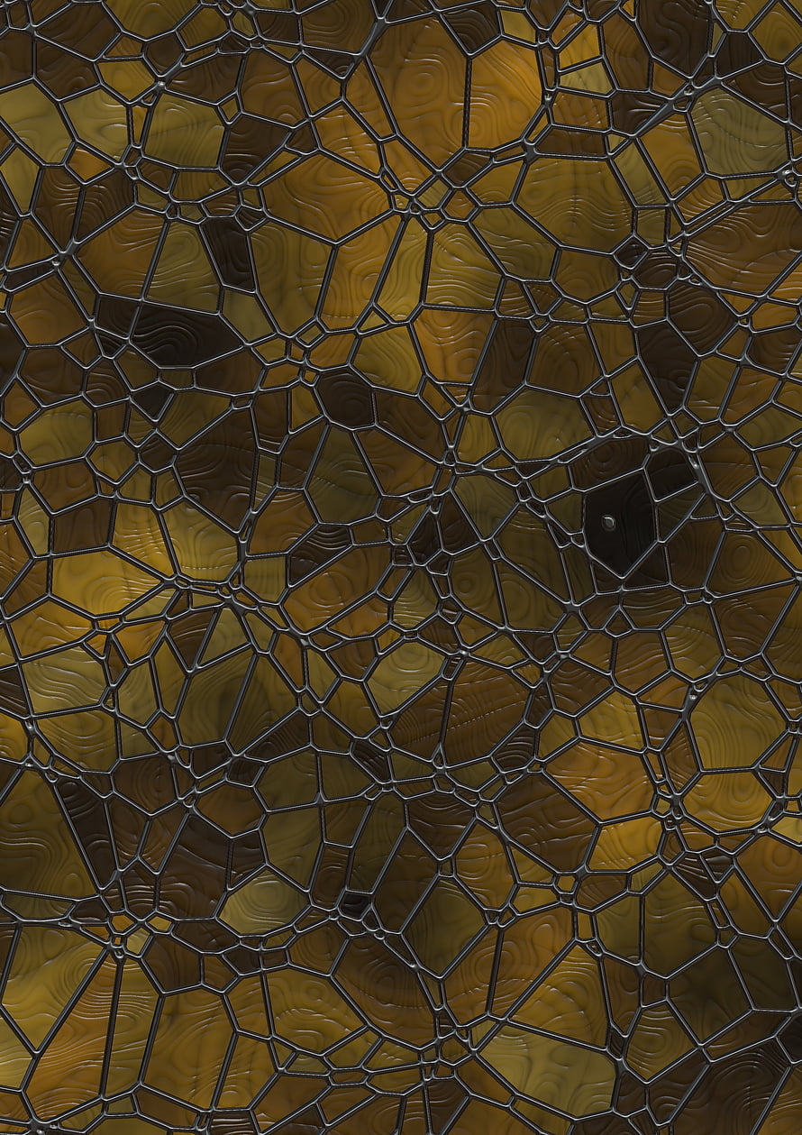Golden Stained Glass Mosaic Pattern with Dark Lead Lines and Rippled Texture HD phone wallpaper