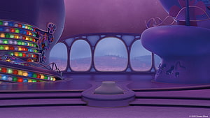 Inside Out Headquarters Interior with Memory Orbs and Control Center HD wallpaper