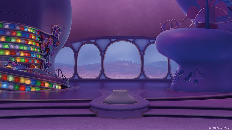Inside Out Headquarters Interior with Memory Orbs and Control Center HD wallpaper