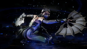 Kitana in Mortal Kombat 11 wielding twin fans in a dynamic combat pose HD wallpaper