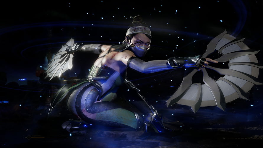 Kitana in Mortal Kombat 11 wielding twin fans in a dynamic combat pose HD wallpaper