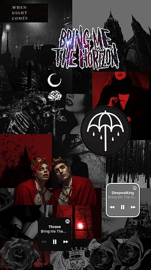 Bring Me The Horizon Dark Aesthetic Collage with Gothic Roses and Album Art HD phone wallpaper