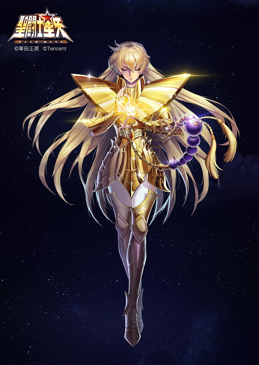 Saint Seiya Virgo Shaka Golden Armor Character Artwork HD phone wallpaper