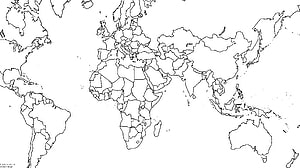 Blank World Map Outline With Country Borders For Educational Use HD wallpaper
