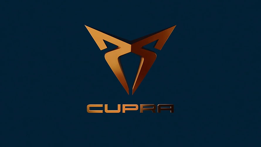 Cupra Performance Brand Logo in Metallic Gold on Dark Blue Background HD wallpaper