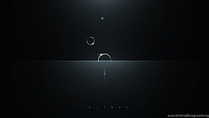Minimalist Dark Abstract Wallpaper with Glowing Circles and Reflection HD wallpaper
