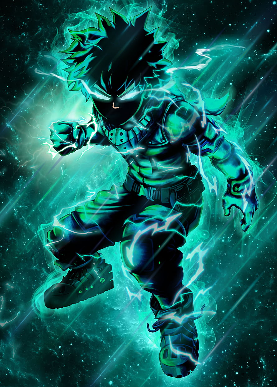 Izuku Midoriya in Dark Green Aura from My Hero Academia Anime HD phone wallpaper