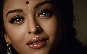 Aishwarya Rai Close-Up Portrait with Traditional Indian Jewelry and Bindi HD wallpaper