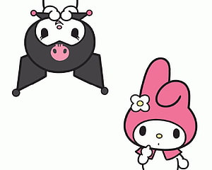 My Melody and Kuromi Cartoon Characters in Cute Kawaii Style HD wallpaper