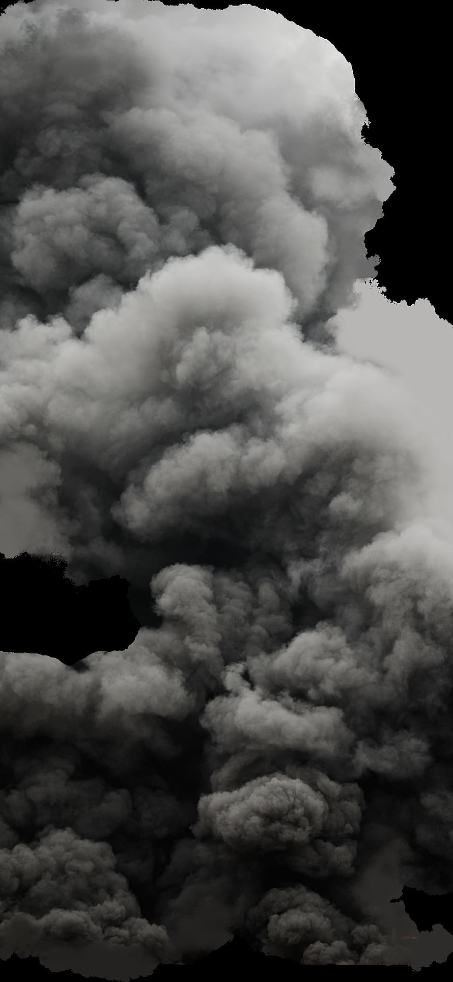 Monochrome Billowing Smoke Plume Against Dark Background HD phone wallpaper