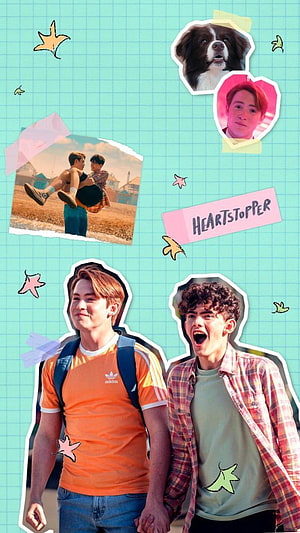 Heartstopper Nick and Charlie Collage Wallpaper with Dog and Scenic Photos HD phone wallpaper