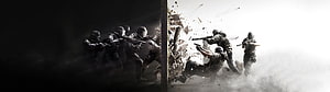 High Contrast Military Tactical Assault Artwork with Split Screen Composition HD wallpaper