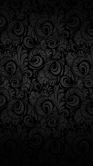 Elegant Black Damask Pattern with Ornate Floral Swirls and Vintage Texture HD phone wallpaper