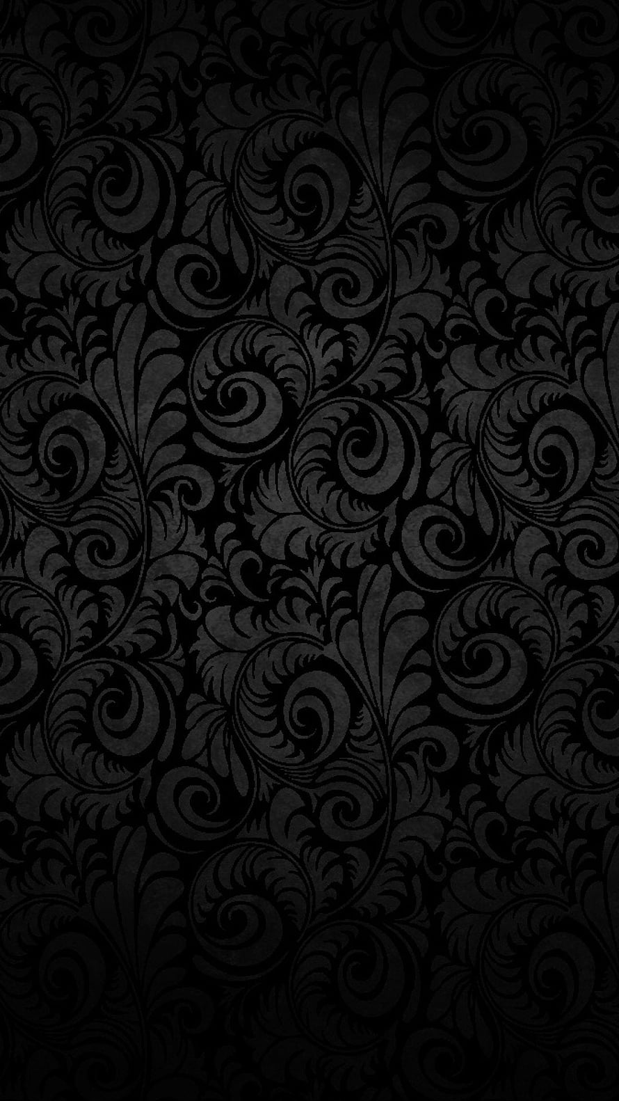 Elegant Black Damask Pattern with Ornate Floral Swirls and Vintage Texture HD phone wallpaper