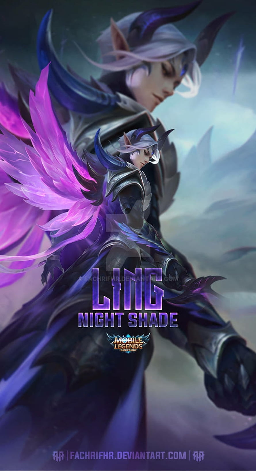 Ling Night Shade Skin Artwork from Mobile Legends Bang Bang Fantasy Character HD phone wallpaper